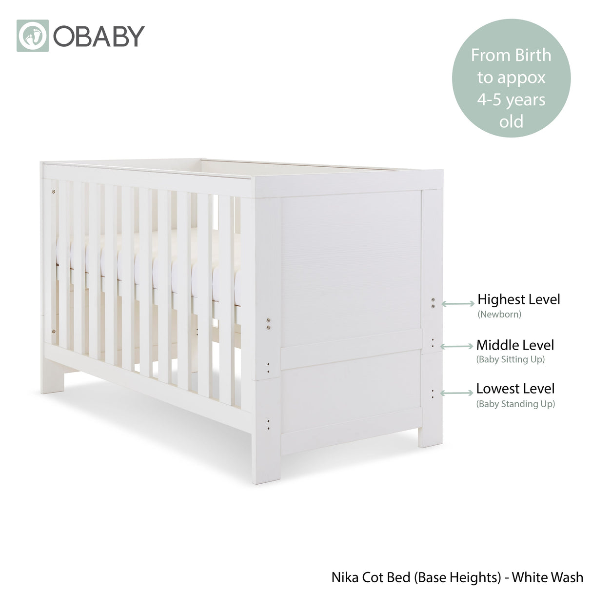Obaby Nika 2 Piece Room Set - White Wash