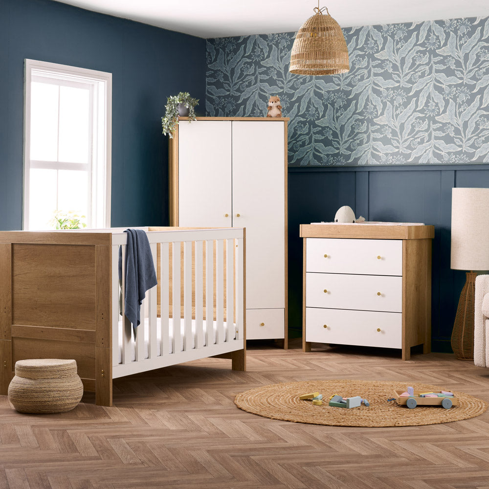 Obaby Nika 3 Piece Nursery Room Set - Oak & White
