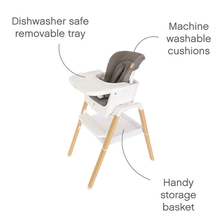 Tutti Bambini Nova Evolutionary Highchair - Scandinavian Walnut & Ecru