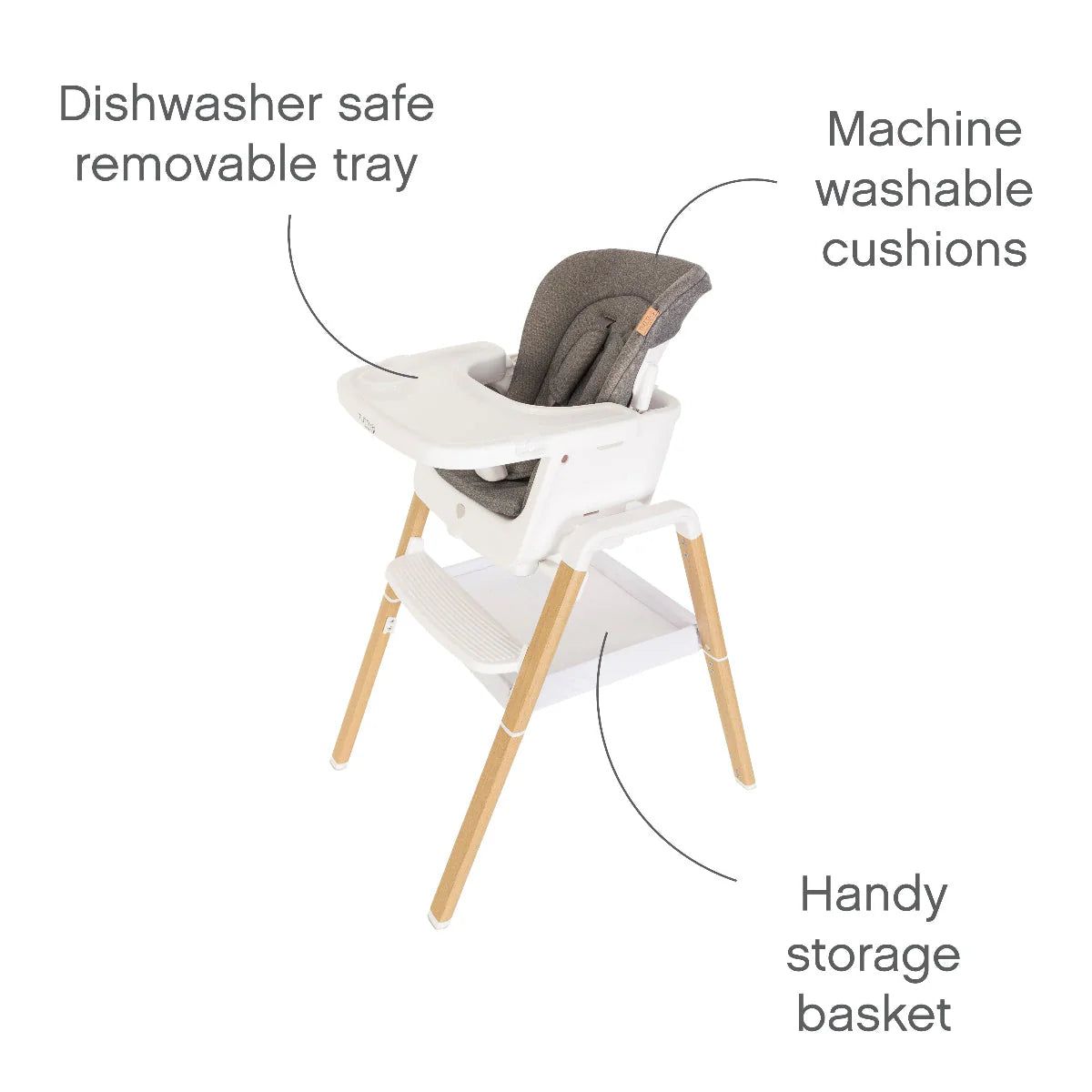 Tutti Bambini Nova Evolutionary Highchair - Ecru/Scandinavian Walnut