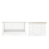CuddleCo Clara Luxe 2 Piece Nursery Furniture Set (Cot Bed & Dresser) - White & Ash