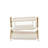 Obaby Cloud Bedside Crib + 2 White Crib Fitted Sheets Bundle - Oatmeal