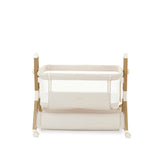 Obaby Cloud Bedside Crib + 2 White Crib Fitted Sheets Bundle - Oatmeal