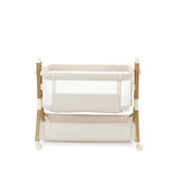 Obaby Cloud Bedside Crib + 2 White Crib Fitted Sheets Bundle - Oatmeal