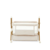 Obaby Cloud Bedside Crib + 2 White Crib Fitted Sheets Bundle - Oatmeal