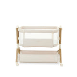Obaby Cloud Bedside Crib + 2 White Crib Fitted Sheets Bundle - Oatmeal