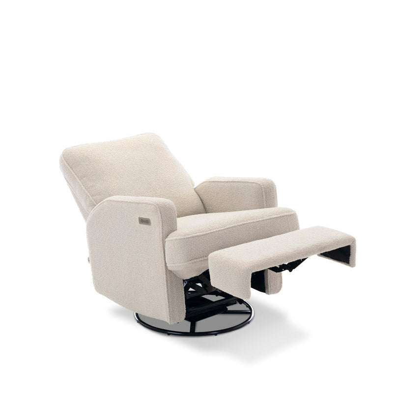 Obaby Madison Electric Swivel Glider Recliner Chair - Teddy Fabric Ivory