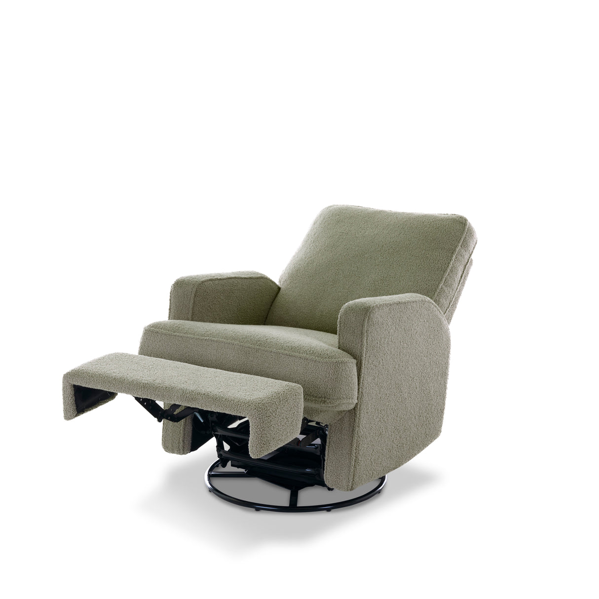 Obaby Madison Swivel Glider Recliner Chair - Teddy Fabric Olive