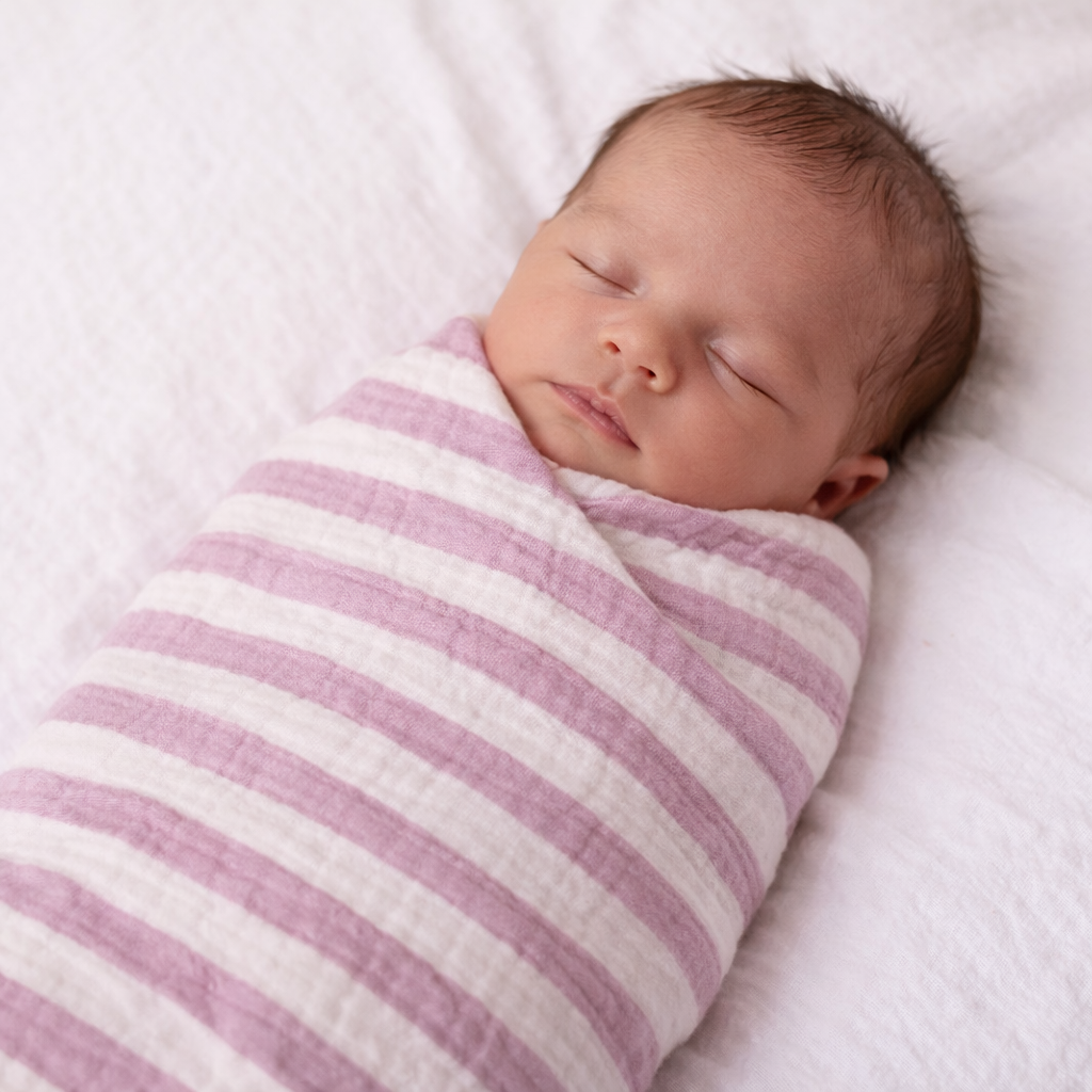 Obaby Muslin Swaddle Blanket - Berry Stripe