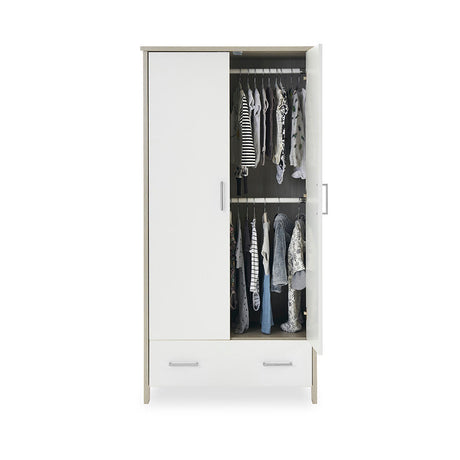 Obaby Nika Double Wardrobe - Grey Wash & White