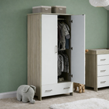 Obaby Nika Double Wardrobe - Grey Wash & White