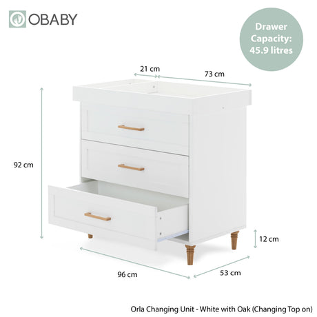 Obaby Orla 3 Piece Room Set - White with Oak