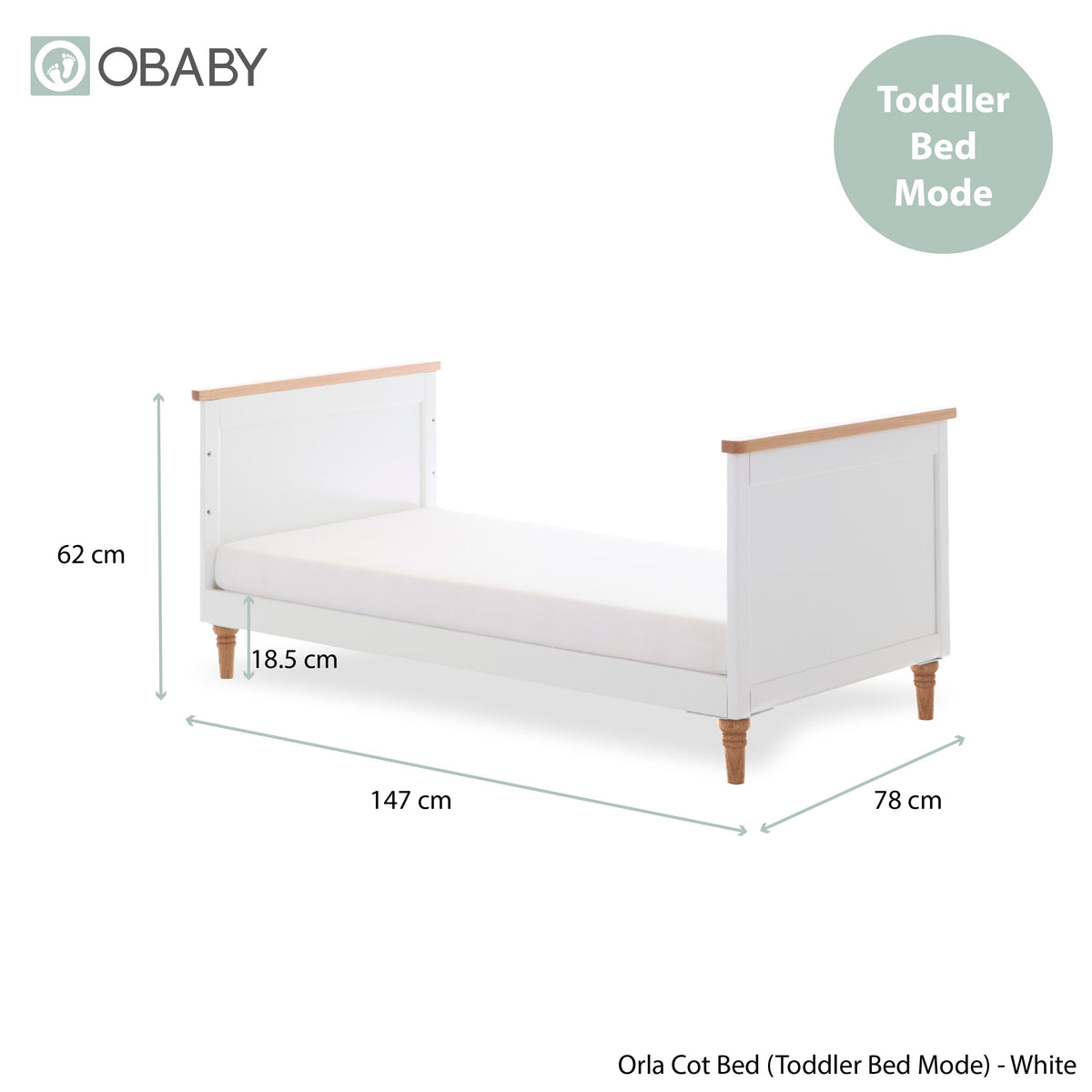 Obaby Orla Cot Bed - White with Oak