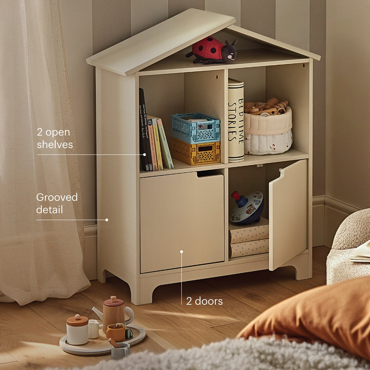 CuddleCo Play House Bookcase - Pebble