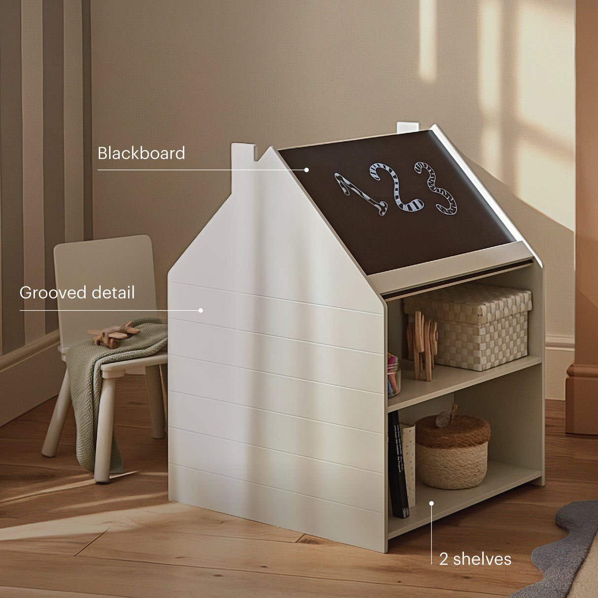 CuddleCo Play House Storage Desk with Easel and Chair - Pebble