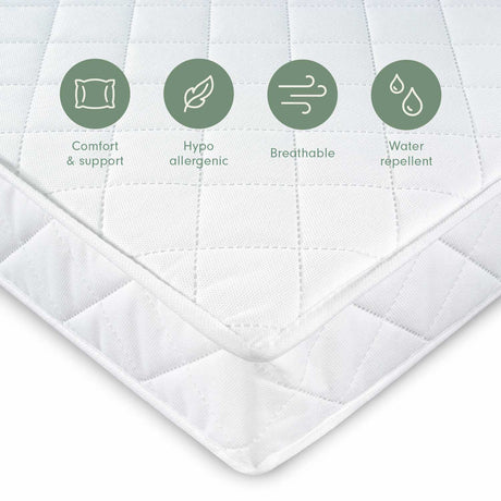 Tutti Bambini Essentials Alba Cot Bed, Mattress & Bedding Bundle - White