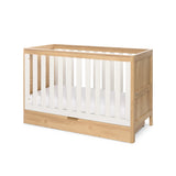 Tutti Bambini Riley Mini Cot Bed with Drawer - Maple Oak & White