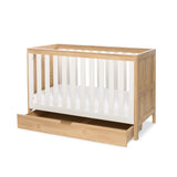 Tutti Bambini Riley Mini Cot Bed with Drawer - Maple Oak & White