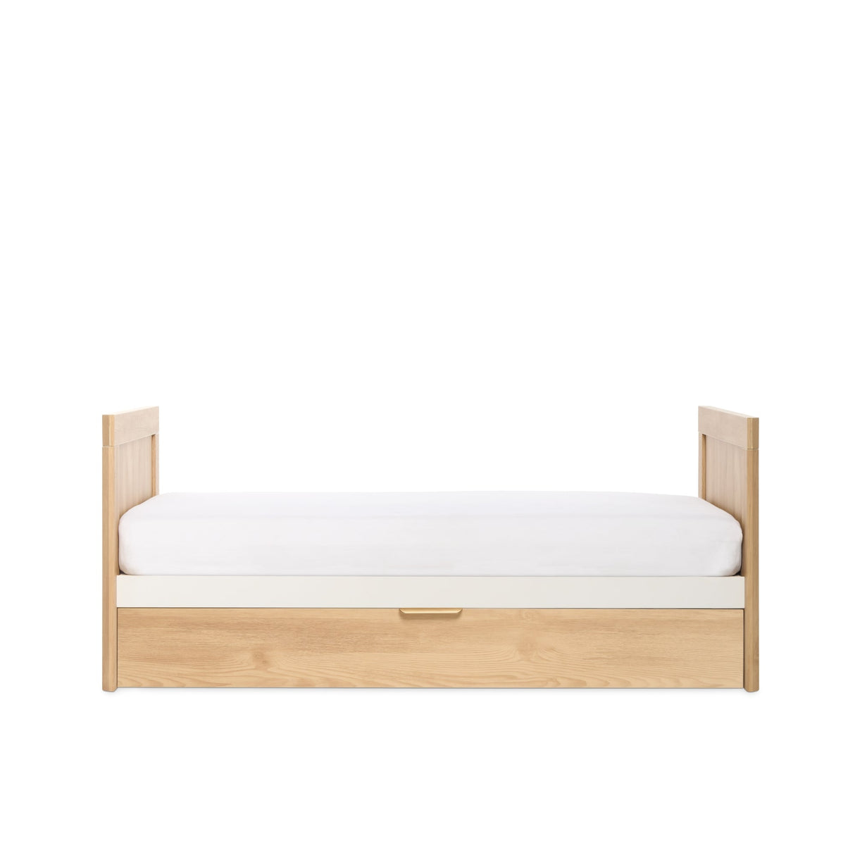 Tutti Bambini Riley Mini Cot Bed with Drawer - Maple Oak & White