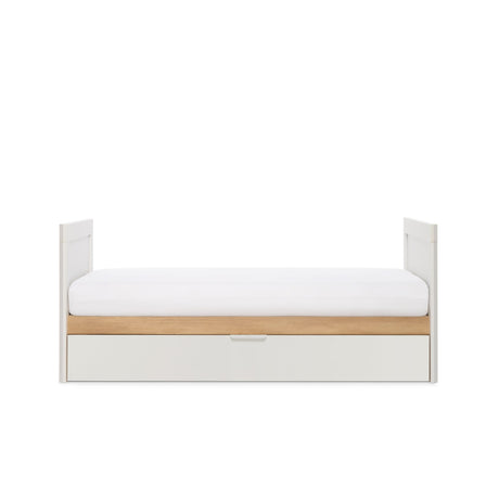 Tutti Bambini Riley Mini Cot Bed with Drawer - White & Maple Oak