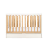 Tutti Bambini Riley Mini Cot Bed with Drawer - White & Maple Oak