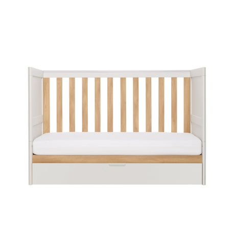 Tutti Bambini Riley Mini Cot Bed with Drawer - White & Maple Oak