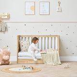 Tutti Bambini Riley Mini Cot Bed with Drawer - Maple Oak & White