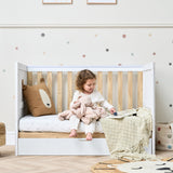 Tutti Bambini Riley Mini Cot Bed with Drawer - White & Maple Oak