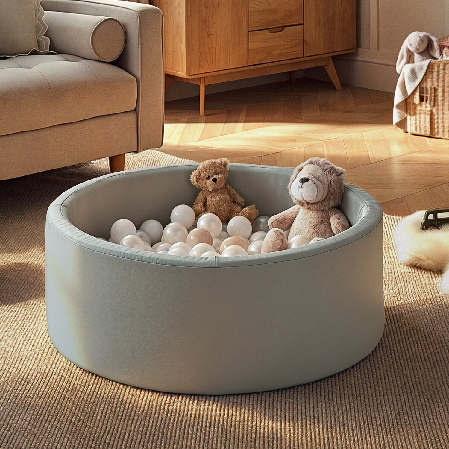 CuddleCo Soft Play Ball Pit with Balls - Sea Salt