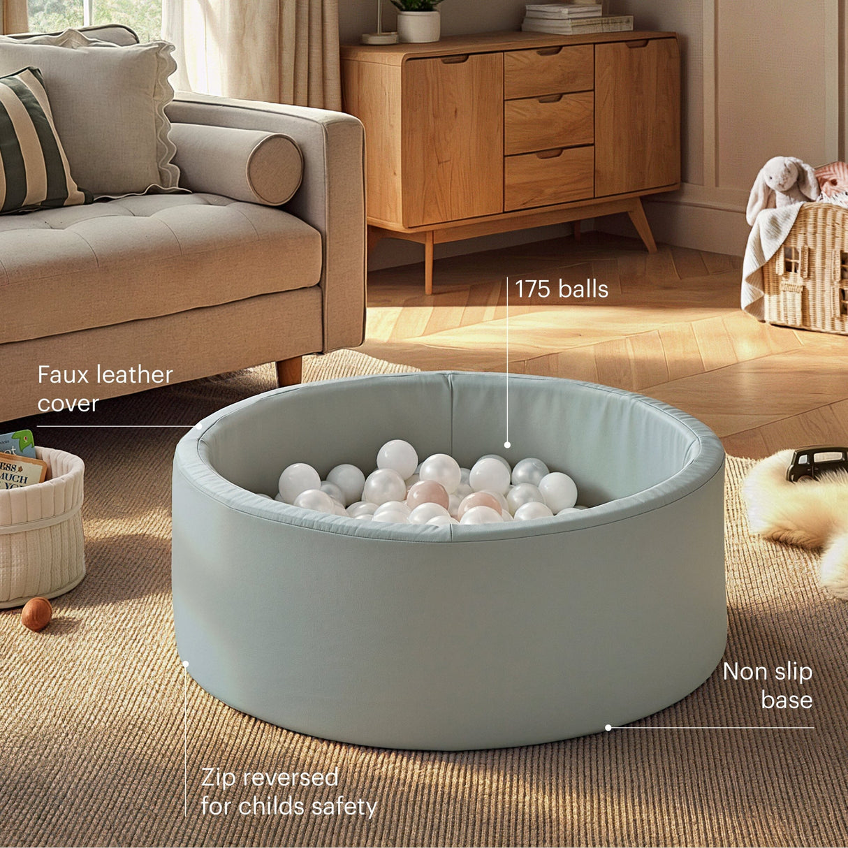 CuddleCo Soft Play Ball Pit with Balls - Sea Salt