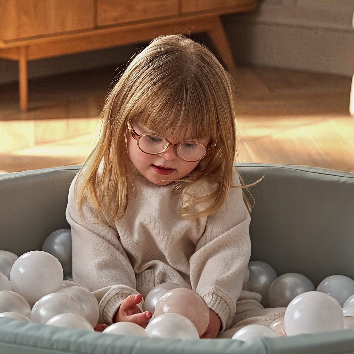 CuddleCo Soft Play Ball Pit with Balls - Sea Salt