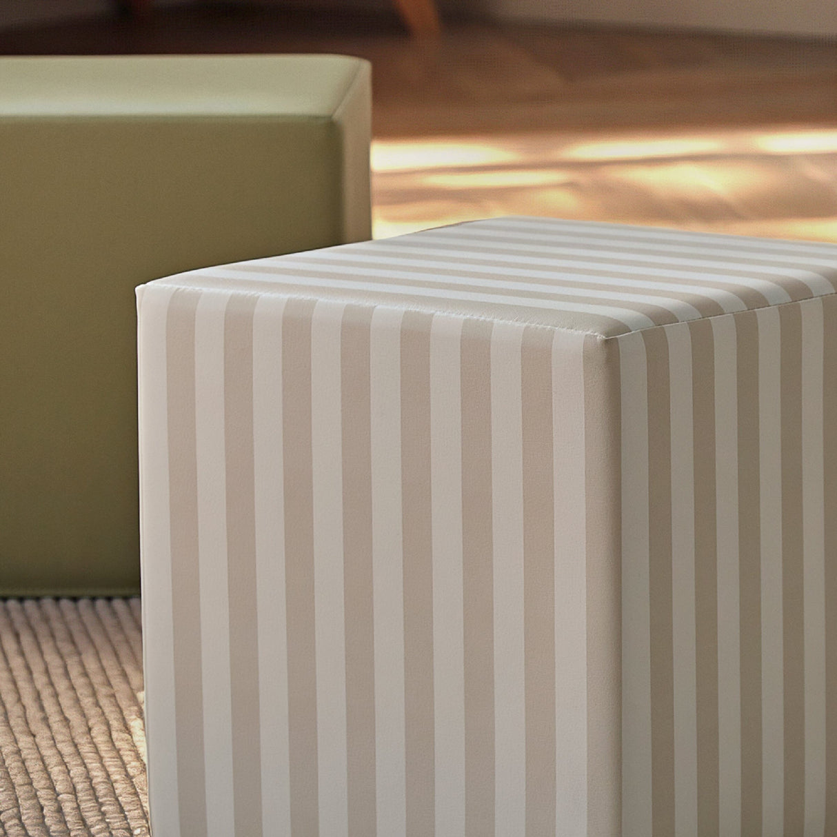 CuddleCo Soft Play Cubes 2 Piece - Cookie Stripe & Olive
