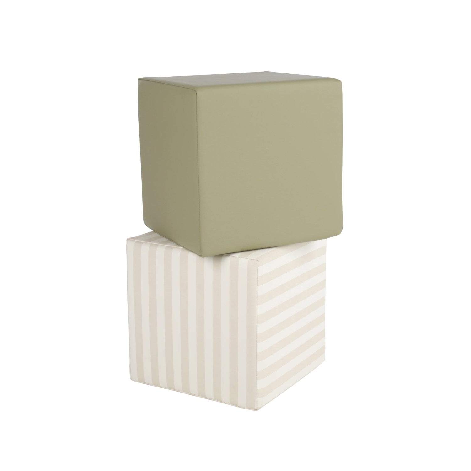 CuddleCo Soft Play Cubes 2 Piece - Cookie Stripe & Olive