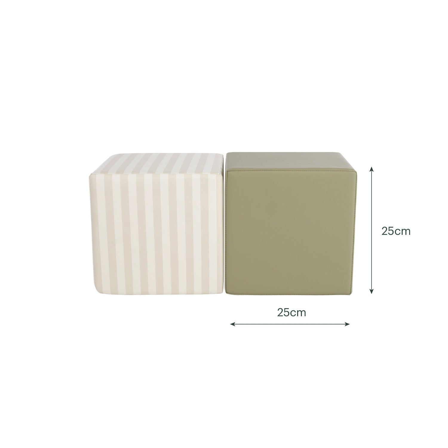 CuddleCo Soft Play Cubes 2 Piece - Cookie Stripe & Olive