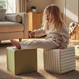 CuddleCo Soft Play Cubes 2 Piece - Cookie Stripe & Olive