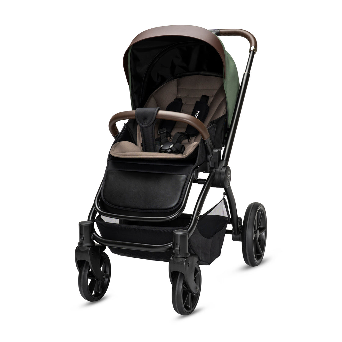 Noordi Sole V3 - 3in1 Travel System with ThermoCot Carrycot + Terra i-Size Car Seat, Woodland Green