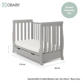 Obaby Stamford Mini Sleigh 3 Piece Room Set - Warm Grey