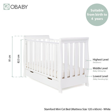 Obaby Stamford Mini Sleigh 2 Piece Room Set - White