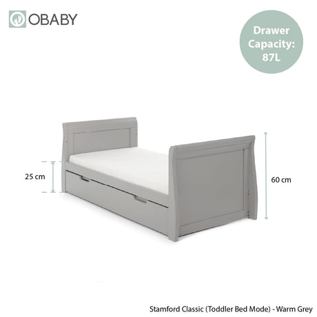 Obaby Stamford Classic Sleigh 3 Piece Room Set - Warm Grey