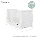 Obaby Stamford Classic Sleigh Cot Bed - White