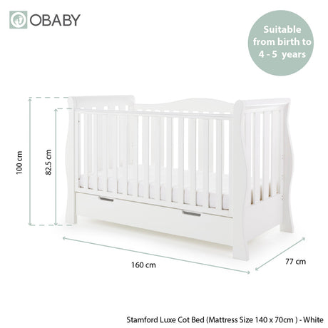 Obaby Stamford Luxe Sleigh 2 Piece Room Set - White