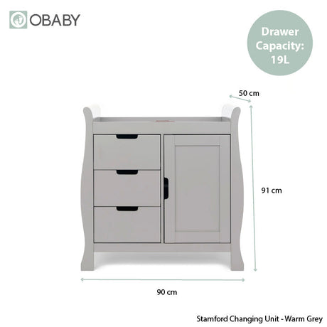 Obaby Stamford Sleigh Closed Changing Unit - Warm Grey