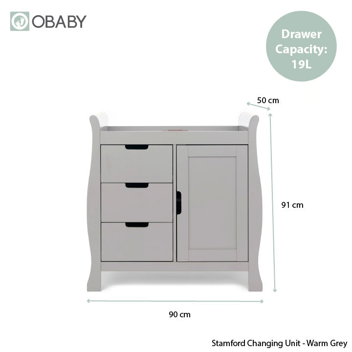 Obaby Stamford Mini Sleigh 3 Piece Room Set - Warm Grey
