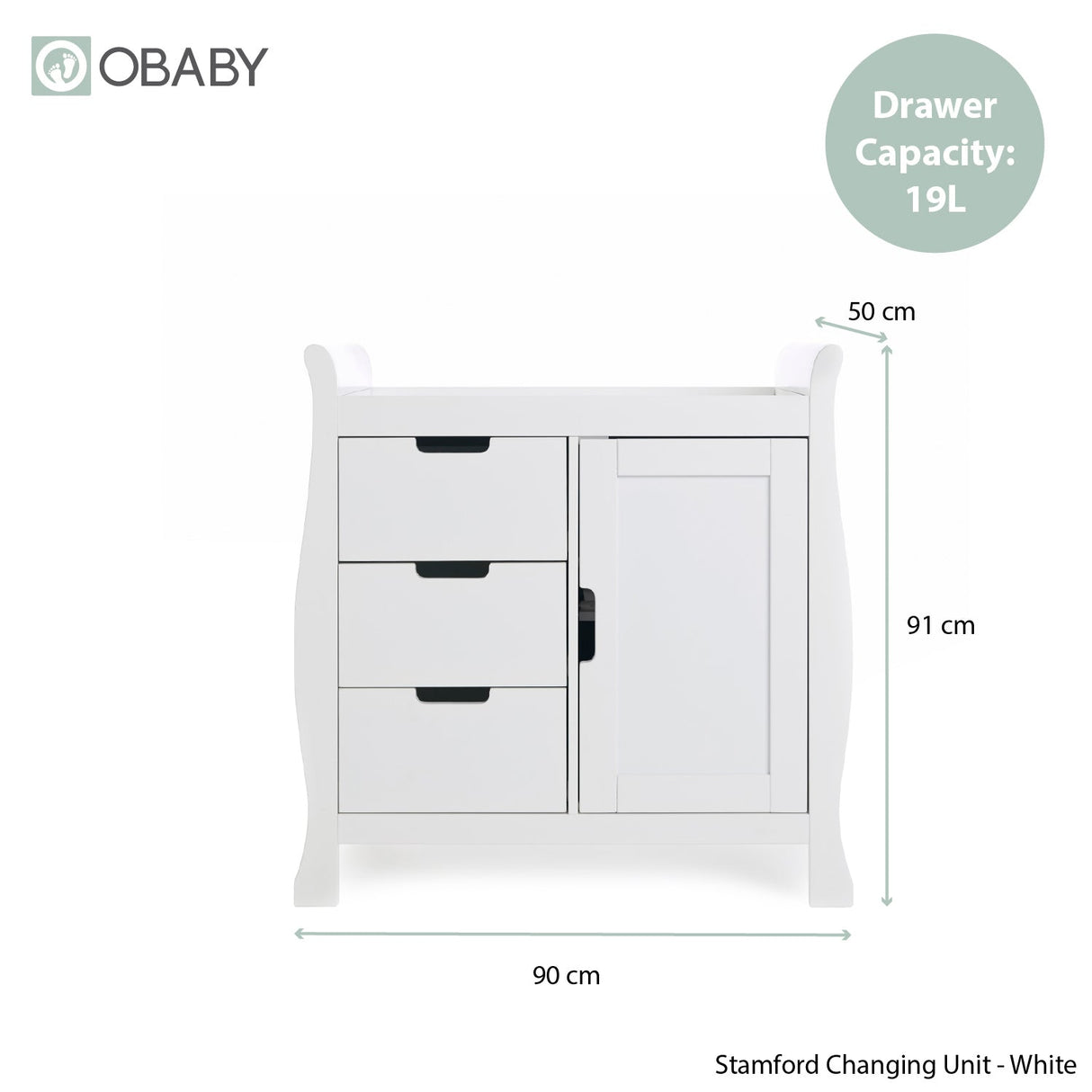 Obaby Stamford Mini Sleigh 3 Piece Room Set - White