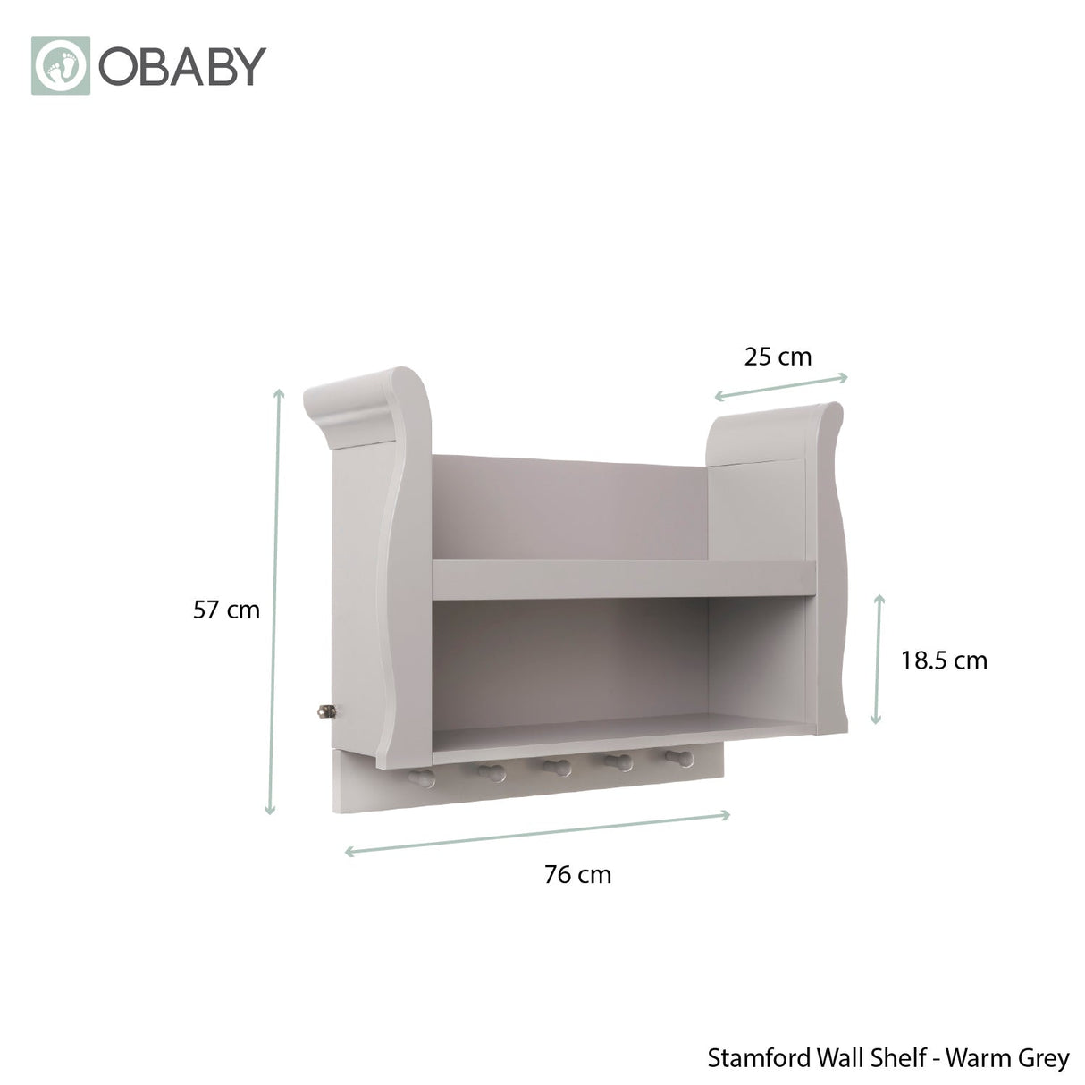 Obaby Stamford Sleigh Shelf - Warm Grey