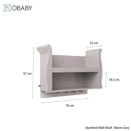 Obaby Stamford Sleigh Shelf - Warm Grey