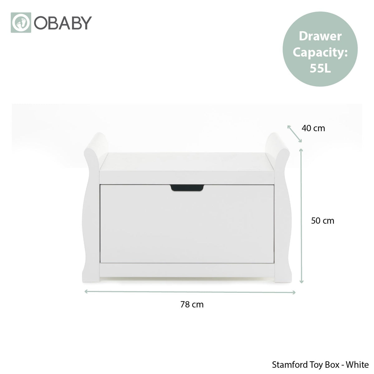 Obaby Stamford Sleigh Toy Box - White