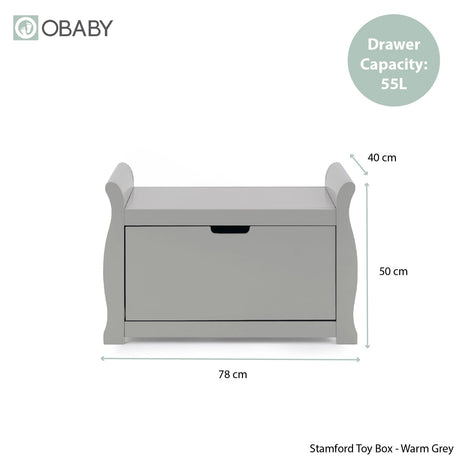 Obaby Stamford Sleigh Toy Box - Warm Grey