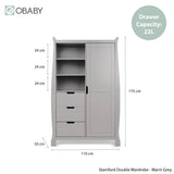 Obaby Stamford Luxe Sleigh 3 Piece Room Set - Warm Grey
