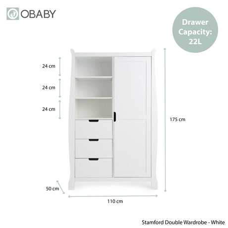 Obaby Stamford Mini Sleigh 3 Piece Room Set - White